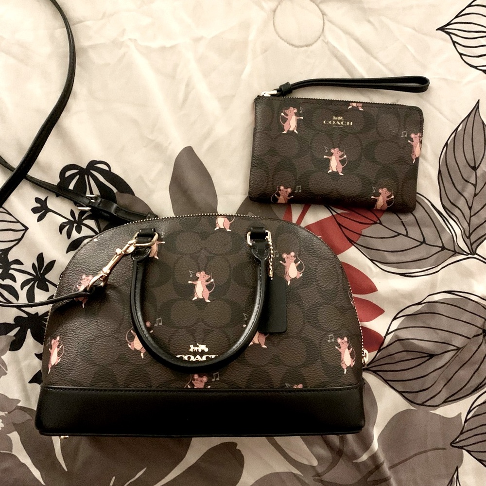 Coach party mouse Sierra satchel with matching wristlet